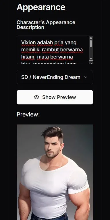 Preview karakter hasil generate AI